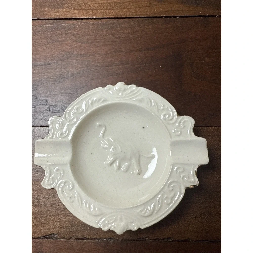 Set Of 2 Vintage Elephant Ashtray Trinket Japan